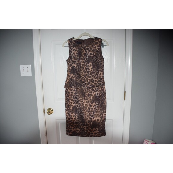 Anne Klein Sleeveless Dress $118 Sz 2 Cheetah Leopard Animal Print Lined - Picture 2 of 3